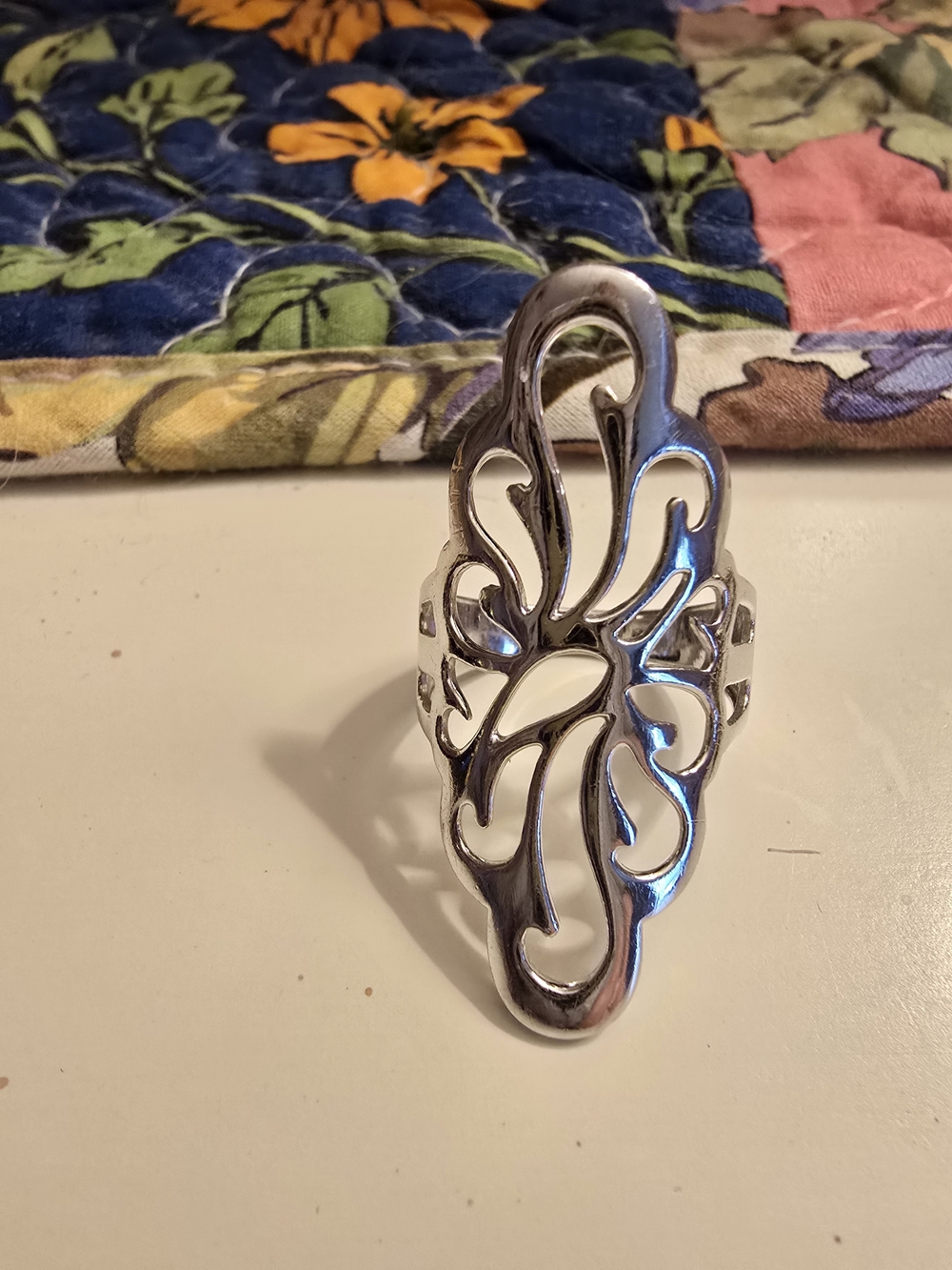 Silver Floral Cutout Statement Ring - Women Accessories